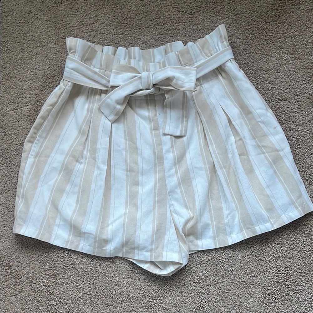 Striped high waisted shorts